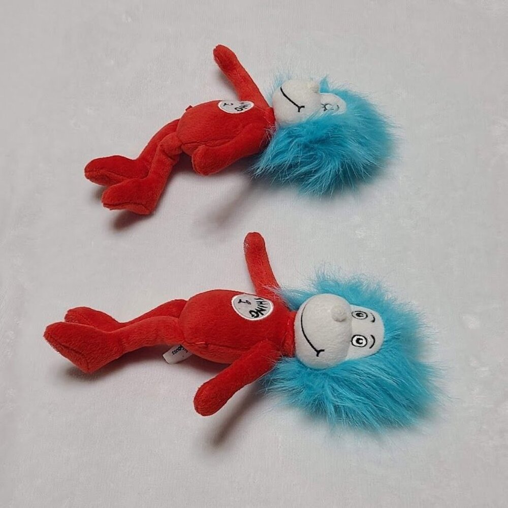 Dr Seuss Thing 1 & 2 Cat In The Hat 10" Plush Stuffed Dolls 2016 Manhattan Toy - Picture 5 of 12